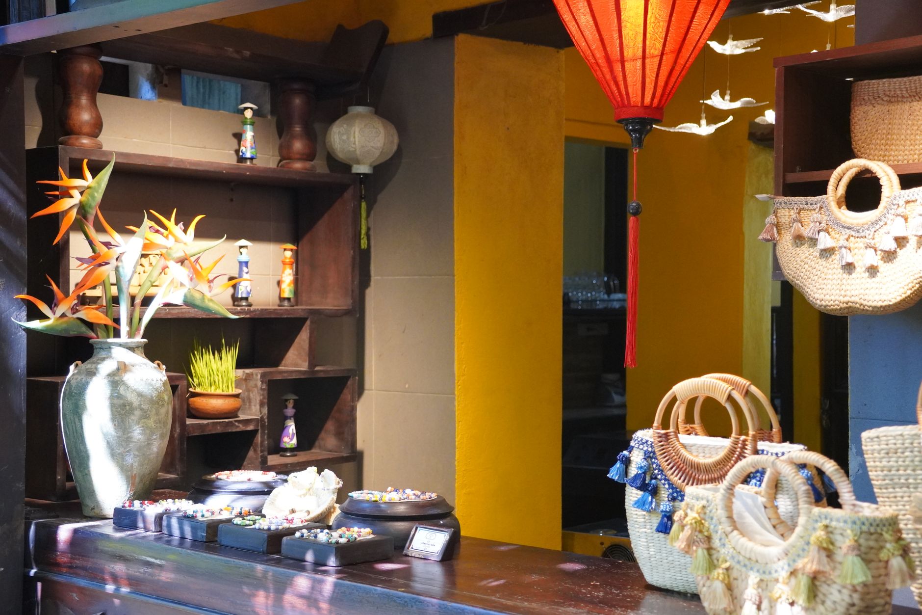 Shop interior with shelves and decorative objects